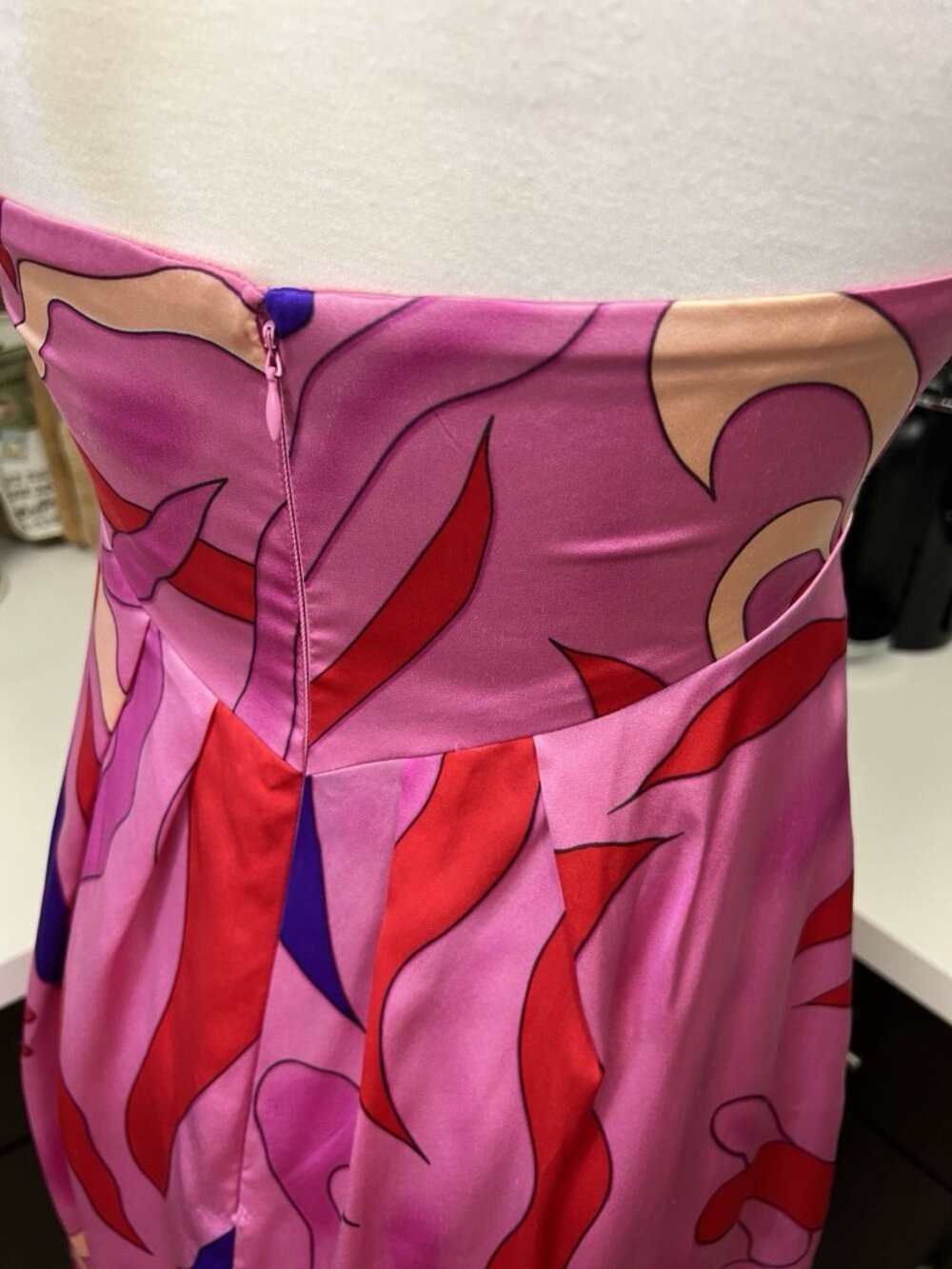 Y2K Andrea Behar Boston Proper Strapless Mini Dress Size 4 Pink Satin Silk - Picture 7 of 7